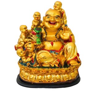 Aadhyathmik Laughing Buddha with Children 3.5 Inch for SanthanYog - S914228