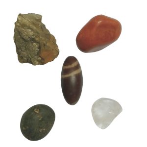 Aadhyathmik Panchayatan Set of 5 Sacred Shilas Called 5S's Namely SonabhadraSona Swarnamukhi SalagramGandhaki SphatikVallam ShivlingBanalingNarmadeeswar - S9073-02
