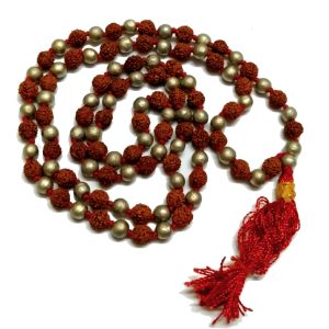 Aadhyathmik Parad and Rudraksh Combination Tantra Mala Rasamani Rudratcham Malai Padarasa mani Rudraksha Mala 6mm for Vitality and Good Family Life - S916238
