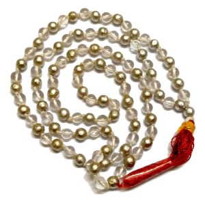 Aadhyathmik Parad and Sphatik Combination Mala Rasamani Padigam Malai Padarasa mani Patik Mala 6mm for Divorce and Breakup CopeUp - S916578