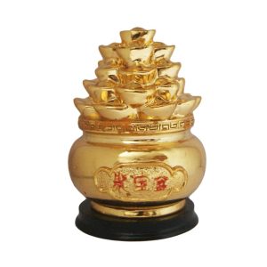Aadhyathmik Pot of Golden Ingot Boats 4Inch increase your Money Luck and Good Fortune - S940708