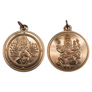 Aadhyathmik Sudarshana On One Side and Narasimha on Other Side Pure Copper Pendant Sri Narasimhar At The Back Of Sri Chakrathazhwar Raagi Kavach Locket - S932228-02