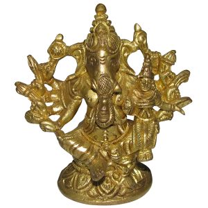 Aadhyathmik Vallabha Ganapathi Lakshmi Ganapathy Brass Idol 3 Inch - S946228