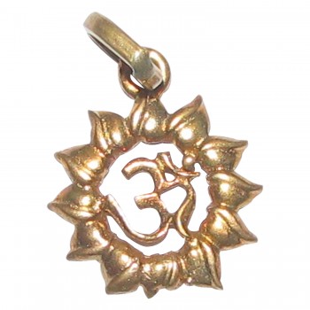 Ashtadathu Tiny Om Lotus Pendant In Ashtalogam 18mm Ashtaloha Matt Finish - S954218