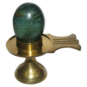 Aadhyathmik Kubera Pacha 2 Inch Banalingam Shiv Ling Budh Panna Marakatha Banalingam Shivalingam On Brass Panavattam - S967338