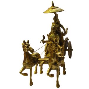 Mahabharat Gitopadesh Krishna and Arjuna on Ratha Idol in Brass 8.5 Inch - S915578