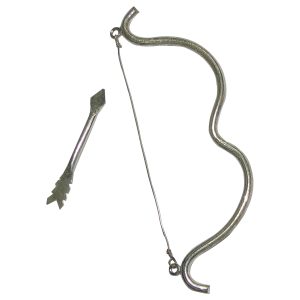 Aadhyathmik Rama Banam Vil Ambu Bow Arrow Small 3 Inch for Protection White Metal - S953708
