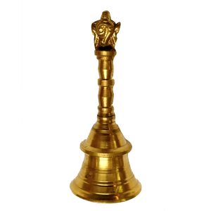 Aadhyathmik Shankh Chakra Hand Bell Ghante in Brass 4 Inch - S9031-12