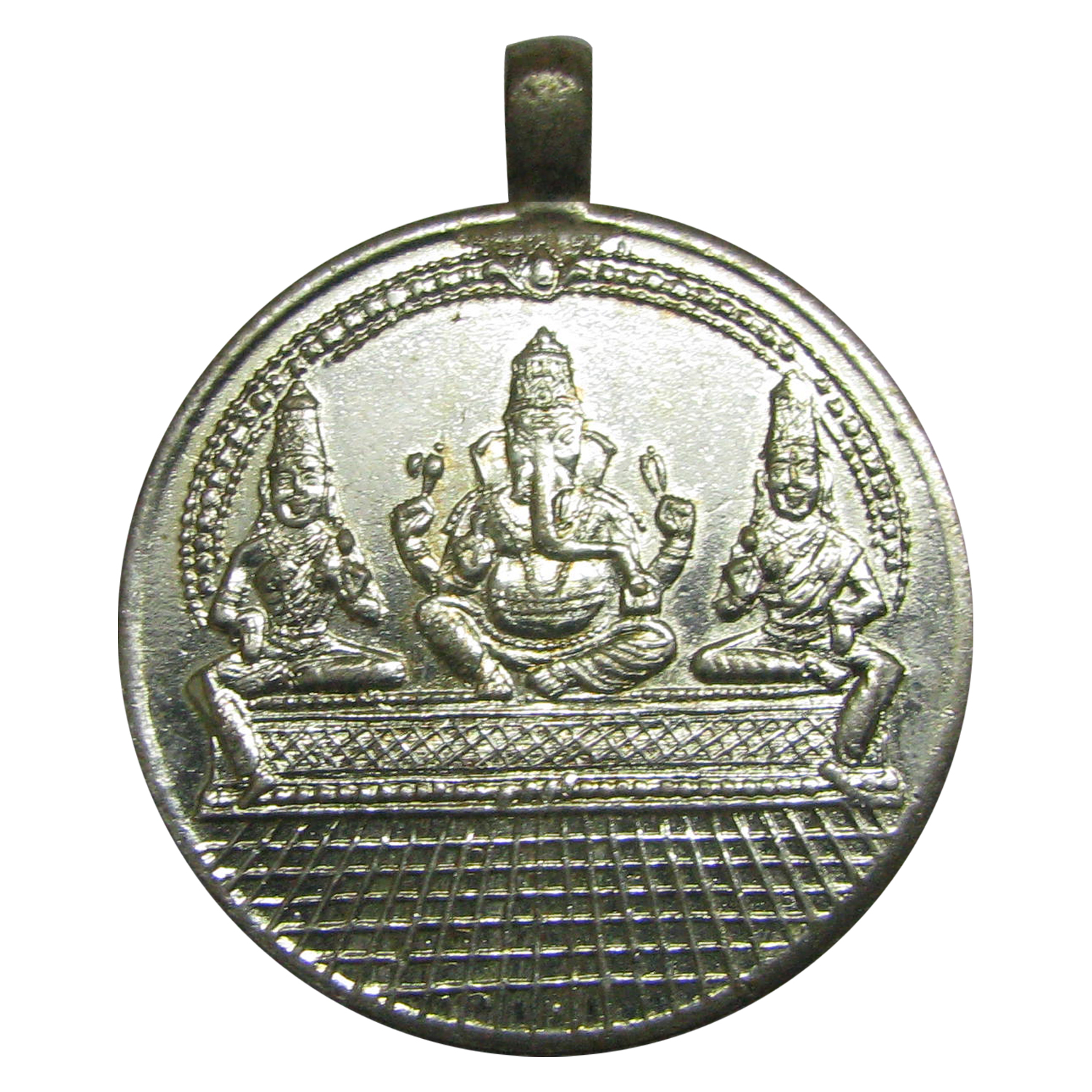 Sidhi Budhi Ganesh Riddhi Siddhi Ganapathi Pendant in Copper 1 Inch - S932118