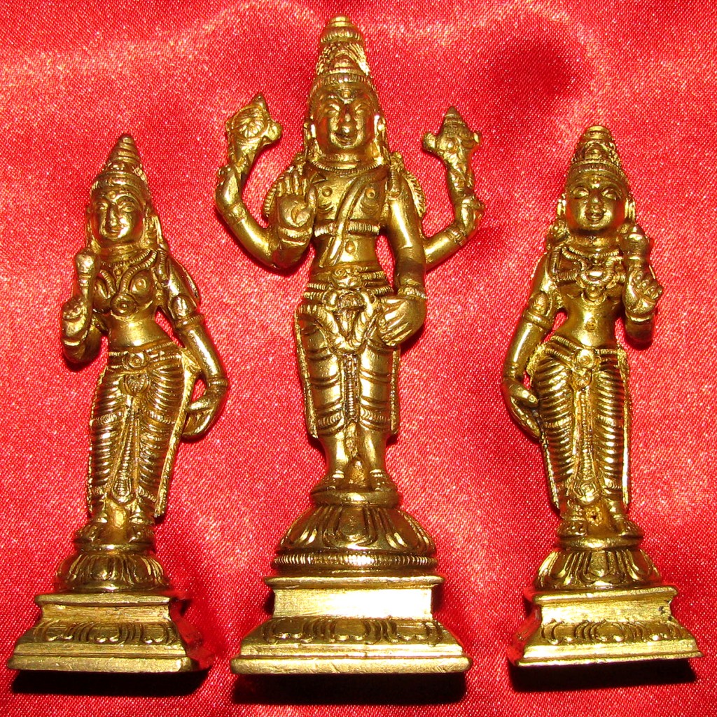Venkateswara Swamy Vigraha Vishnu with Sridevi and Bhudevi Idol in