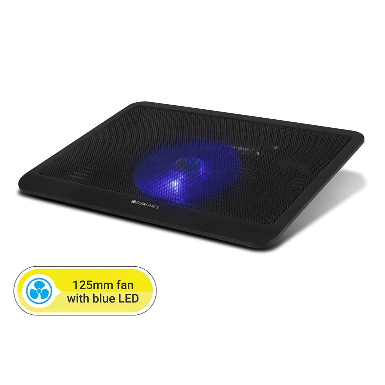 Zebronics Laptop Cooling Pad with USB and Blue LED Fan (ZEBNC1100