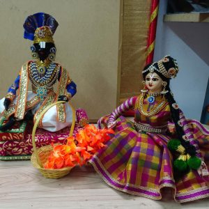 Thirupathi Balaji Decorated as Krishna and Andal as small girl worshipping God