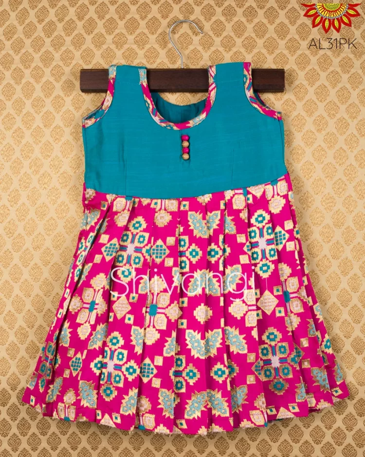 Shivangi Girls Pink Jal motifs Frock