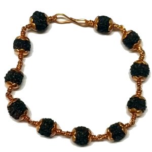 V0053-01 – Guru Yoga Udyoga Prapthi Ashtaloha PanchaMukhi Guru Rudraksha Bracelet Ashtadathu Ekadasha Rudraksha Kankanam Ashtalogam Rudhraksa Kakan Eight Metals with 11 Beads 10mm 14grams