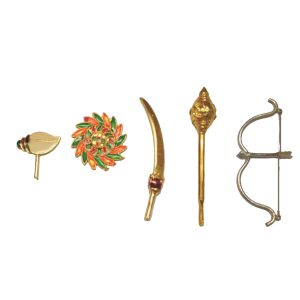 S9031-61 - Aadhyathmik Panchayudha of Lord Vishnu Five Divine Weapons Mixed Metal