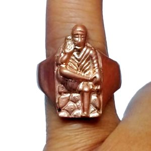 Aadhyathmik Aimpon Panchalogam Shirdi Sai Baba Blessing Ring Panchaloha Sai Baba Sitting On Stone Ring (5 Metals Panchadhatu) - S943998