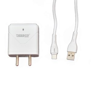 TESSCO Mobiles Fast Charger Type C USB -|3.0A Fast Charging + Quick Data Transfer| BC-201 Pro (White)