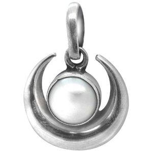 Aadhyathmik Auspicious Powerful Chandra Muthya Locket White Metal Moon Pearl Pendant Chand Moti Kavach To Get Good Husband Wife 1inch 2grams – S9058-30