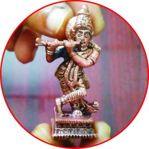 S9036-65 – Aadhyathmik Consecrated Sri Krishna Aimpon Panchalogam Panchaloha Vigraham Panchadathu Idol 2.25inch 58grams Antique Finish
