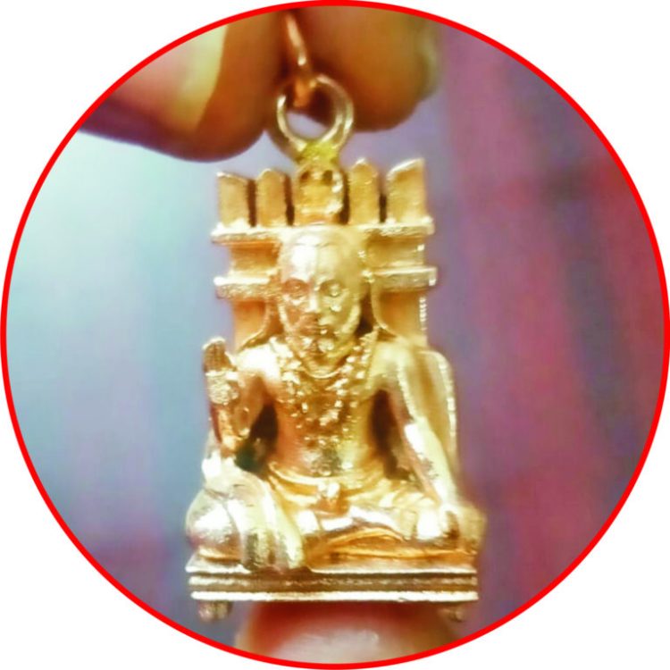 S9038-73 – Aadhyathmik Consecrated Guru Raghavendra Panchaloha Kavach Aimpon Dollar Panchalogam Locket Panchdathu Pendant 1.25inch 7grams