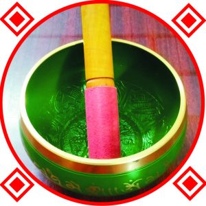 S9002-13-G – Aadhyathmik 100% Original Tibetian Singing Bowl For Healing Meditation Yoga Om Chanting Bowl 6inch 1032grams – Green