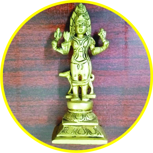 S9031-04-02 – Aadhyathmika Kala Bhairava Vigraha Kal Bairav Pithalai Silai Kalabhairava Idol in Brass 6.25inch 602grams
