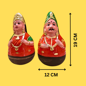 Thanjavur Dancing Doll | Thanjavur Thalaiyatti Bommai | Golu Dolls | Show Case Dolls | Size 19 cm X 12 CM | Orange Colour( 2 Dolls)