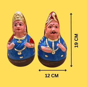 Thanjavur Dancing Doll | Thanjavur Thalaiyatti Bommai | Golu Dolls | Show Case Dolls | Size 19 cm X 12 CM | Blue Colour ( 2 Dolls)