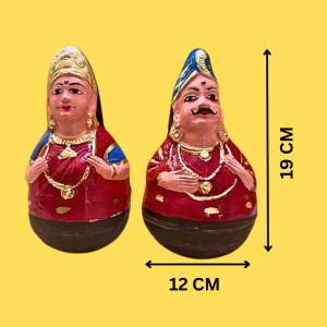 Thanjavur Dancing Doll | Thanjavur Thalaiyatti Bommai | Golu Dolls | Show Case Dolls | Size 19 cm X 12 CM | Red Colour (2 Dolls)