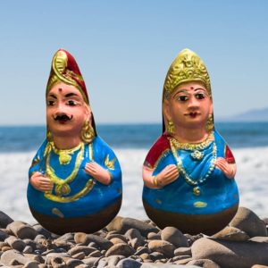 Thanjavur Dancing Doll | Thanjavur Thalaiyatti Bommai | Golu Dolls | Show Case Dolls | Size 19 cm X 12 CM | Blue Colour ( 2 Dolls)