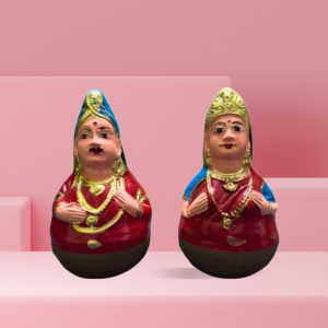 Thanjavur Dancing Doll | Thanjavur Thalaiyatti Bommai | Golu Dolls | Show Case Dolls | Size 19 cm X 12 CM | Red Colour (2 Dolls)