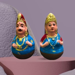 Thanjavur Dancing Doll | Thanjavur Thalaiyatti Bommai | Golu Dolls | Show Case Dolls | Size 19 cm X 12 CM | Blue Colour ( 2 Dolls)