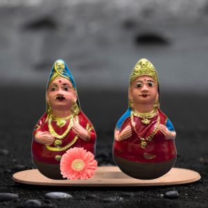 Thanjavur Dancing Doll | Thanjavur Thalaiyatti Bommai | Golu Dolls | Show Case Dolls | Size 19 cm X 12 CM | Red Colour (2 Dolls)