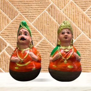 Thanjavur Dancing Doll | Thanjavur Thalaiyatti Bommai | Golu Dolls | Show Case Dolls | Size 19 cm X 12 CM | Orange Colour( 2 Dolls)