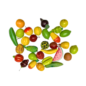 Miniature Fruits set | Terracotta miniature fruits set | Handcrafted Terracotta Fruits Decor Set | Show Case Items | 25 pieces miniature fruits set