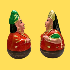 Thanjavur Dancing Doll | Thanjavur Thalaiyatti Bommai | Golu Dolls | Show Case Dolls | Size 19 cm X 12 CM | Orange Colour( 2 Dolls)