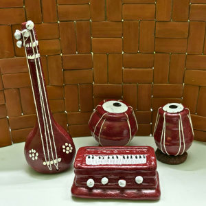 Terracotta Miniature Musical Instruments | Miniature Handmade Items | Showcase Items | Handcrafted Collectibles | Handcrafted Gifts | Clay Miniature Set | Terracotta Miniature Items